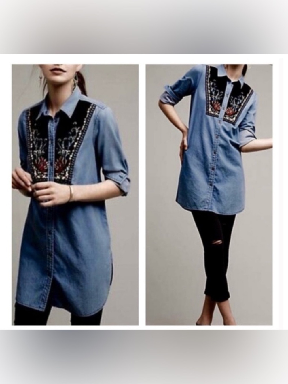 Anthropologie NWOT Size 0 holding horses denim tunic
